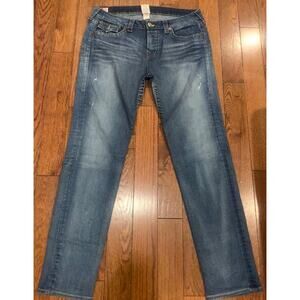 True Religion USA Jeans 32 Straight Y2K Distressed Denim